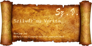 Szilvásy Verita névjegykártya